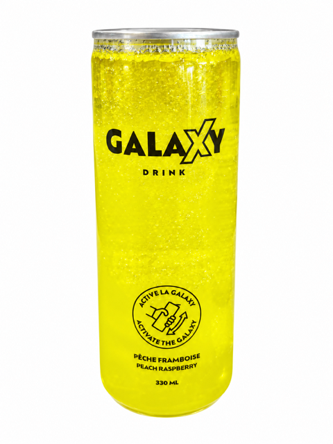 Galaxy Jaune cannettes - Pêche framboise