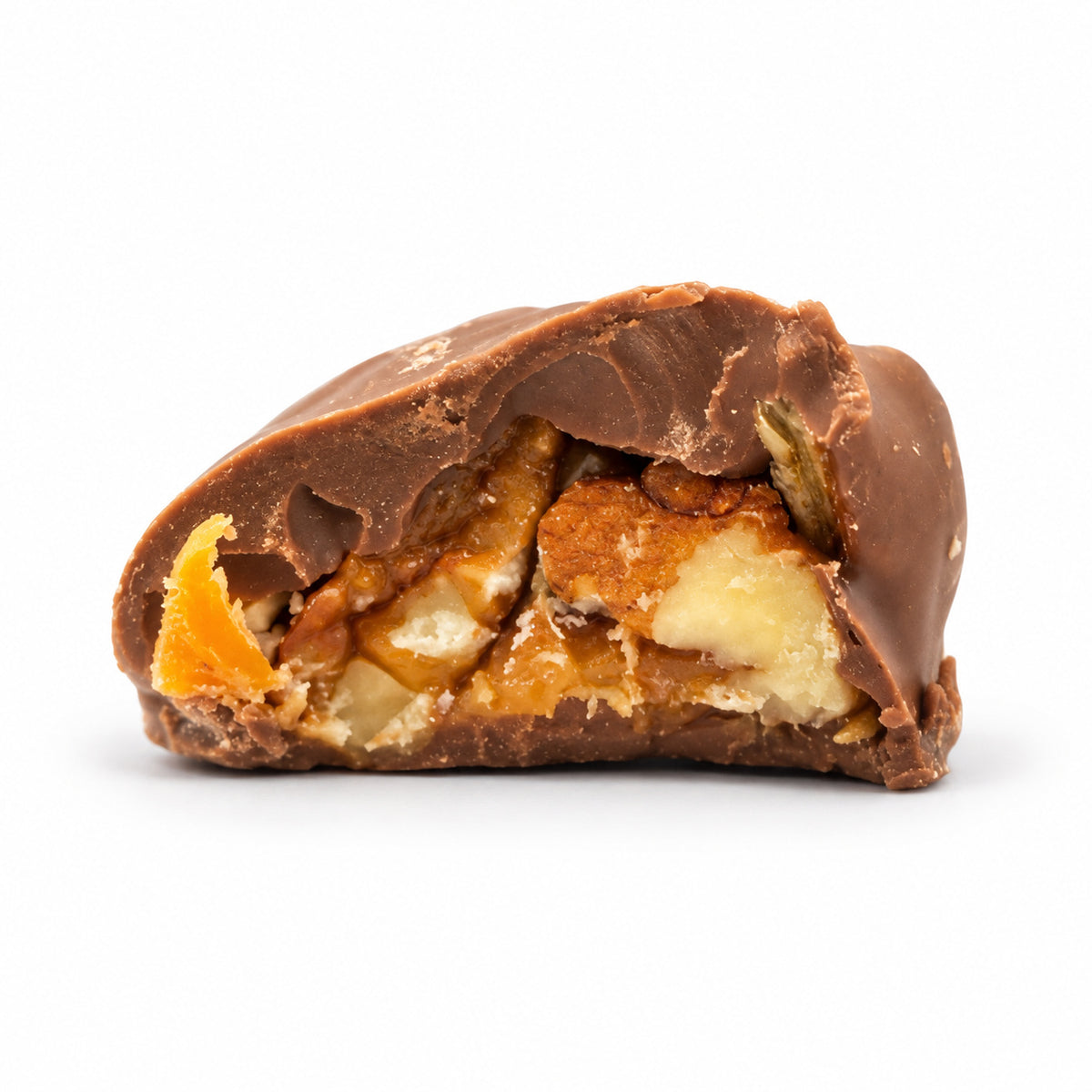 Rochers au chocolat au lait, caramel et pacanes 125 gr.